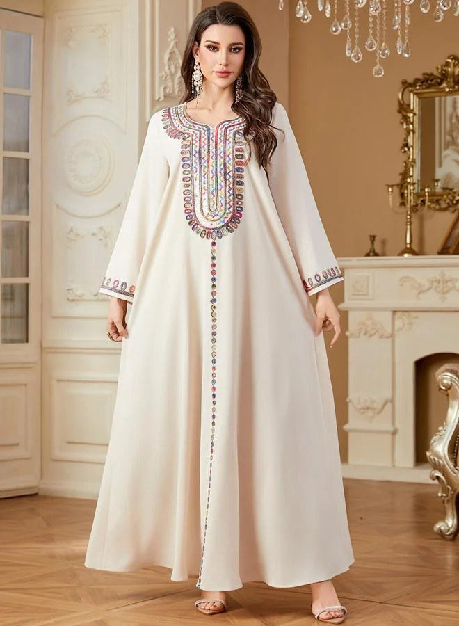 تايك تو جلابية بأكمام طويلة مزينة بترتر